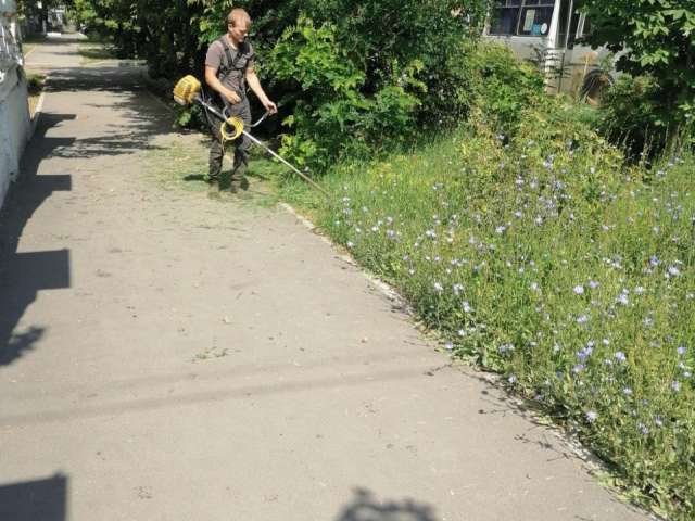 Оренбургские коммунальщики косят траву и наводят порядок на улицах города