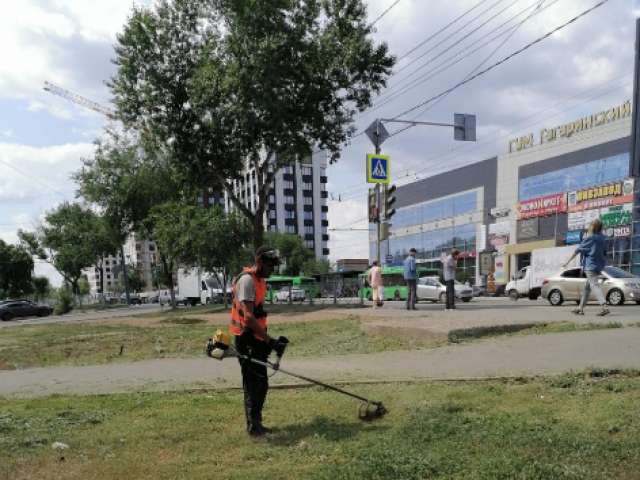 В Оренбурге продолжают выкашивать сорную траву