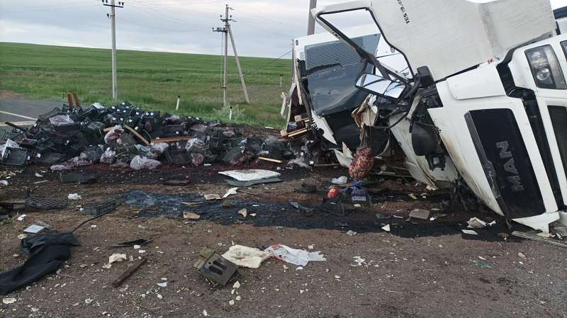 В ДТП на трассе Оренбуржья пострадал водитель грузовика