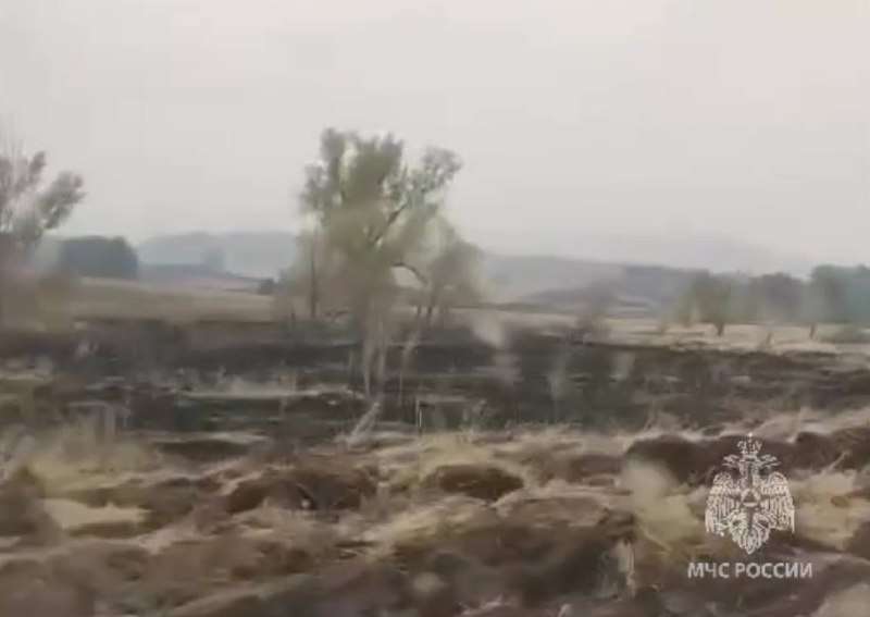 В Медногорском округе к тушению пожара привлечено больше 60 человек 