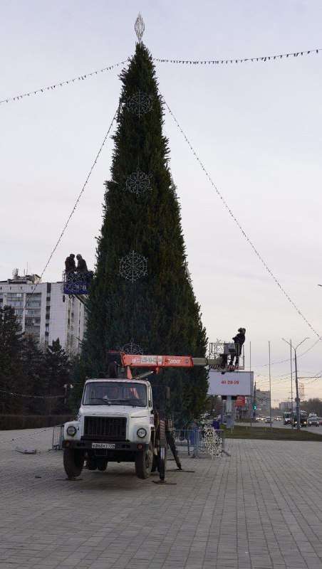 В Оренбурге готовят к открытию елку к сквере Гагарина