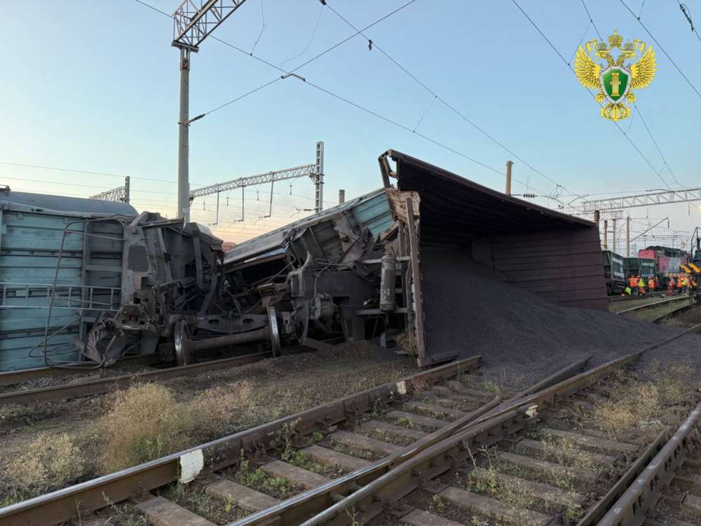 В Оренбуржье семь вагонов грузового поезда сошли с рельсов
